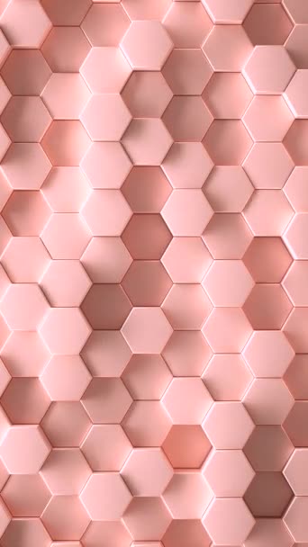 Pionowa Pętla Animacji Geometrycznego Tła Ściany Wykonana Różowych Sześciokątów Pulsujących — Wideo stockowe