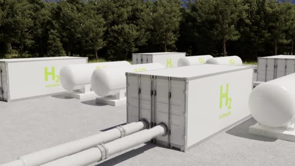 Moderne Große Weiße Industrietanks Mit Flüssigem Wasserstoff Und Sauerstoff Der — Stockvideo