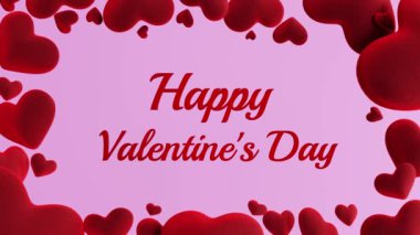 Sevgililer Günü mektuplarının etrafında yüzen kalplerin yavaş çekim videosu. 3d canlandırma