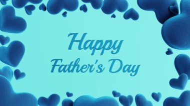 Babalar Günü mektuplarının etrafında yüzen kalplerin yavaş çekim videosu. 3d canlandırma