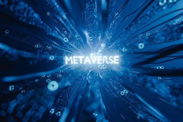 Render Word Metaverse Illuminated Glowing Futuristic Animated Background Technology Futuristic — Stock Photo, Image