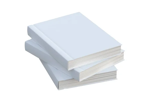 Vários Livros Capa Dura Branca Branco Sobre Fundo Isolado Modelo — Fotografia de Stock