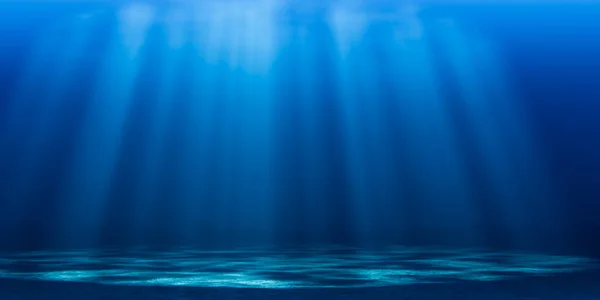 Render Illustration Empty Bottom Dark Blue Sea Clear Water Illuminated — Stock Photo, Image