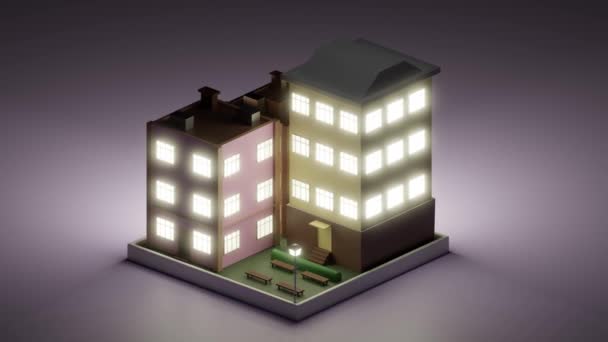 애니메이션 Animation Loop 가로등에 빛나는 건물이다 현실적 — 비디오