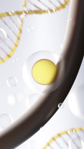 Pionowe Renderowania Ilustracja Okrągłego Kształtu Żółtej Komórki Brązowe Włosy Białym — Wideo stockowe