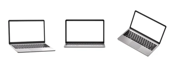 Laptop Eszköz Mockup Digitális Modulok Üres Képernyővel Izometrikus Perspektívában Illusztráció — Stock Fotó
