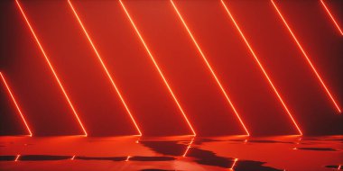 Modern fütürist neon soyut arkaplan üzerine ürün sunumu sahnesi. Kumar ya da bilim kurgu konsepti. 3d hazırlayıcı