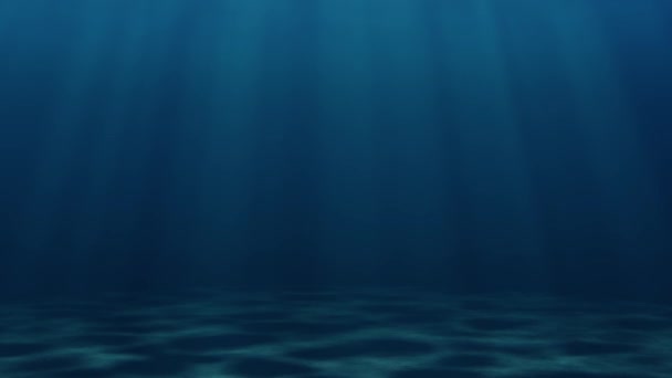 Animace Krásné Vlnící Modré Mořské Vody Světelnými Paprsky Procházející Shora — Stock video