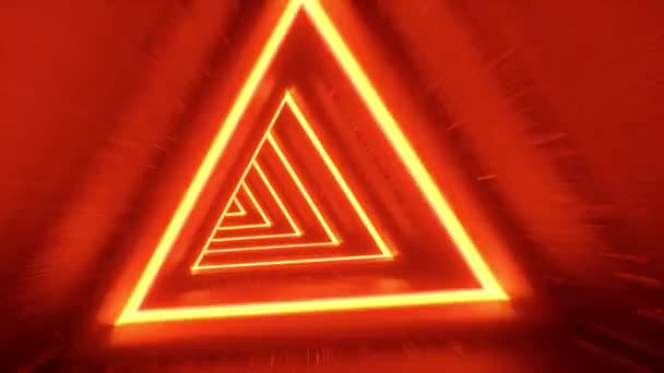 ビデオアニメーション ネオンライトの三角形の無限の抽象的な未来的なトンネル 未来的で抽象的なループの背景コンセプト — ストック動画