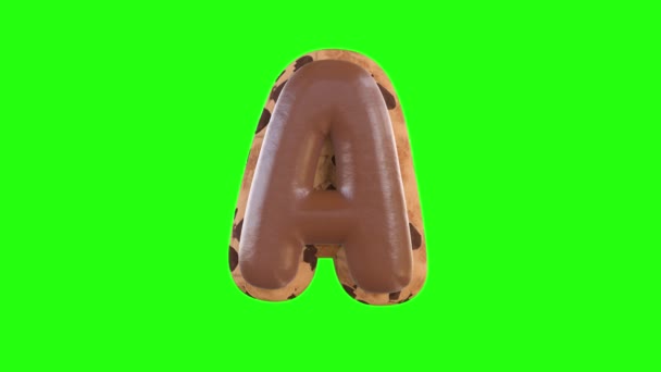 Трехмерное Анимационное Изображение Буквы Воссоздающей Печенье Шоколадом Сверху — стоковое видео