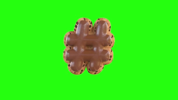 Animace Hashtagu Nebo Vykřičníku Znovu Vytvořit Cookie Čokoládou Vrcholu — Stock video