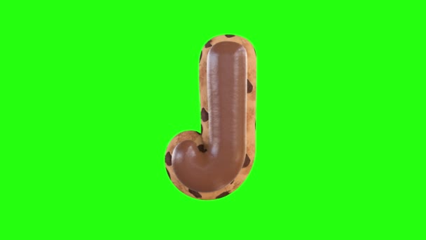 チョコレートでクッキーを再現するJ文字の3Dアニメーション — ストック動画