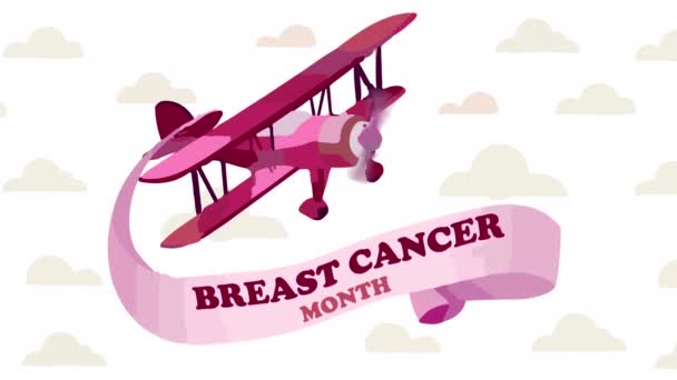 Flying High Breast Cancer Awareness Octobers Mensagem Cima Animação — Vídeo de Stock