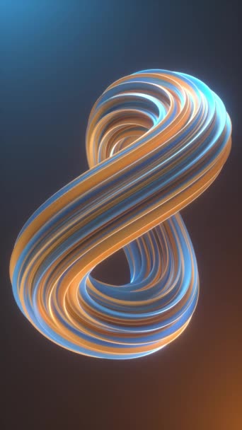 Тривимірна Анімація Скручених Барвистих Синіх Помаранчевих Абстрактних Хвиль Фоні Неонового — стокове відео