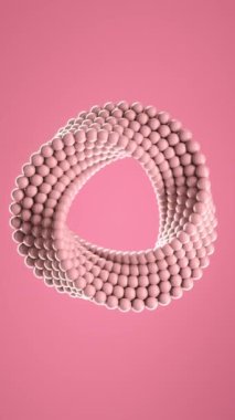 Küçük topların 3 boyutlu döngü animasyonu pembe düzensiz daireler şeklinde biçimlendirilmiş ortadaki delik durmaksızın dönüyor ve pembe arka plandaki stres boşalması için dönüyor. Dikey arkaplan