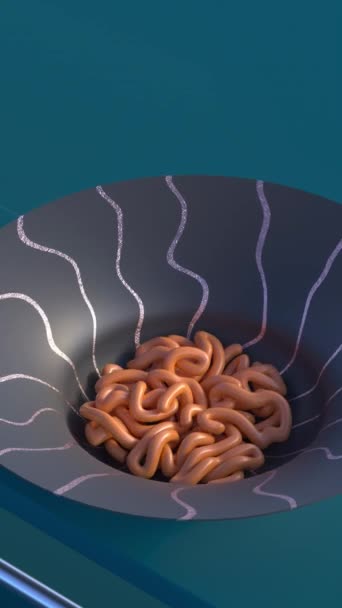 애니메이션입니다 화려한 접시에 떨어지는 스파게티의 애니메이션 비디오 만족스러운 비디오 — 비디오