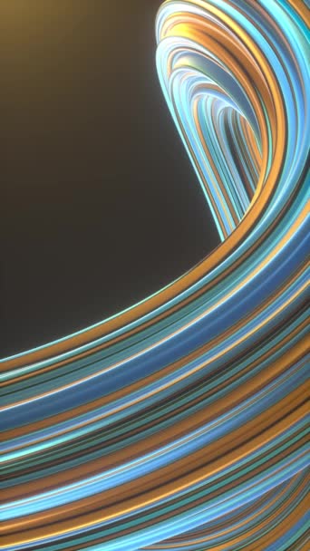 Иллюстрация Абстрактных Фоновых Обоев Петлей Светящихся Полосатых Линий Темном Фоне — стоковое видео