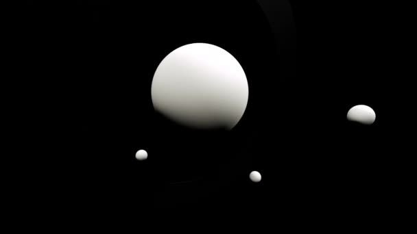 深宇宙に月の近くに囲まれた神秘的な土星環の3Dアニメーション — ストック動画