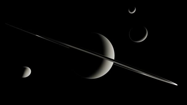Animação Saturno Sua Lua Mimas Titã Espaço Exterior — Vídeo de Stock