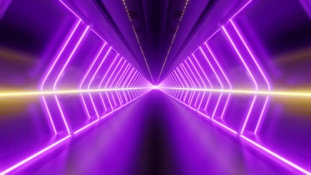 3Dループ可能な抽象的な背景 宇宙船の輝く光で未来的な無限回廊をフィーチャー 科学は背景を修正しました — ストック動画