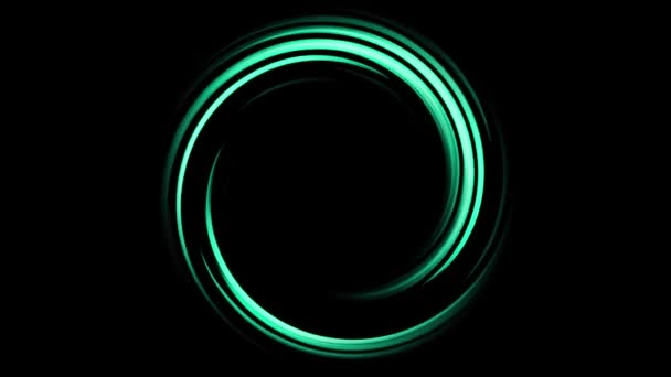 一个在黑色背景中旋转的绿色霓虹灯圈 2D动画覆盖 — 图库视频影像