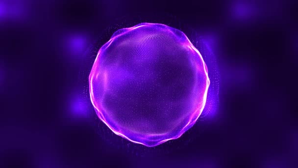 Animation Abstract Glowing Purple Sphere Glowing Dots Energy Digital Space — Stock Video