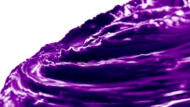 在白色背景下分离时 波浪形旋转紫色液体物质的3D背景环 — 图库视频影像
