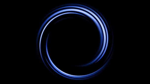 黒い背景で回転する青いネオンサークル 2Dアニメーションオーバーレイ — ストック動画