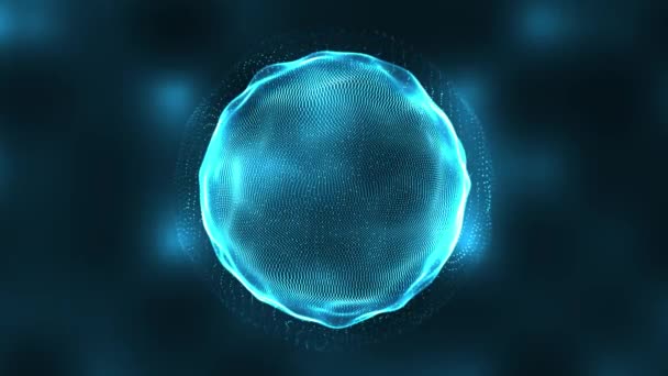 Анимация Абстрактной Светящейся Голубой Сферы Светящимися Точками Энергией Фоне Цифрового — стоковое видео
