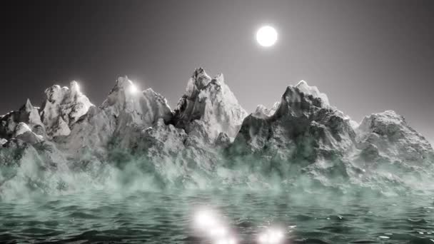 Animation Chaînes Montagnes Rocheuses Pittoresques Coulant Rivière Contre Ciel Clair — Video