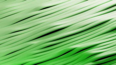 Yeşil bant panellerle yapılan ve bir tanesini ışık altında birlikte sallayan tam kare soyut arkaplan 3d animasyon döngüsü