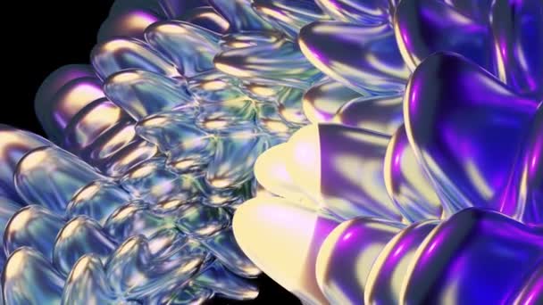 Abstracte Animatie Van Glimmende Gekleurde Deeltjes Die Van Binnenuit Opdwarrelen — Stockvideo