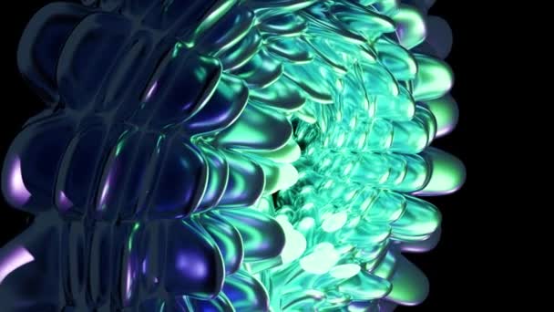 Animatie Van Glanzende Iriserende Gekleurde Reflecterende Abstracte Bloementoevoeging Groeiende Tijdens — Stockvideo