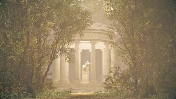 Ancienne Construction Voûtée Romaine Avec Piliers Statue Marbre Féminin Assise — Video