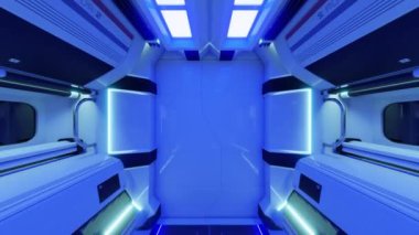 İçinde neon ışıklar, 3 boyutlu animasyon döngüsü olan bir uzay aracı kapısı.