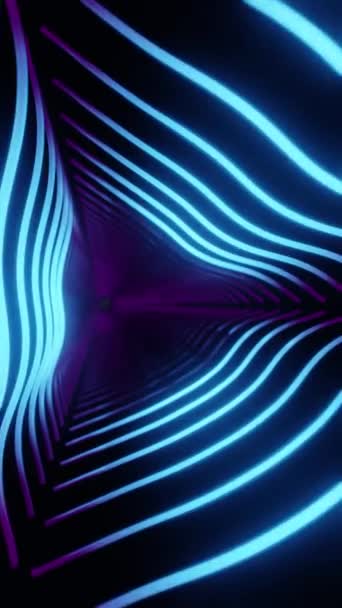 Путешествие Анимации Петля Движения Глубоком Туннеле Принося Живой Светящийся Голубой — стоковое видео