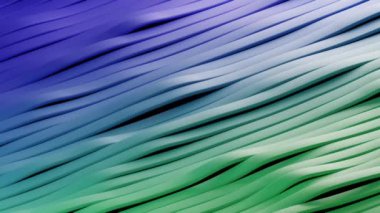 Çok renkli, dalgalı, çizgili tekstil bantlarının 3d animasyonu ve ışık çizgileriyle soyut bir arkaplan oluşturma