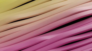 Çok renkli, dalgalı, çizgili tekstil bantlarının 3d animasyonu ve ışık çizgileriyle soyut bir arkaplan oluşturma