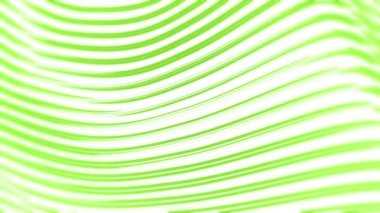 Yeşil ve beyaz dalga çizgilerinin kusursuz hareket eden soyut arkaplanı üç boyutlu canlandırma döngüsü