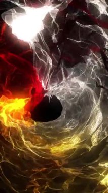 Animasyon arka planı, beyaz sarı ve kırmızı renkli dumanların karanlıkta su altında aktığı gerçek zamanlı