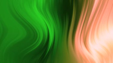 Renkli soyut arkaplan, yeşil ve turuncu dalgaların hareketsiz hareketlerini, dinamik ve canlı bir atmosfer yaratıyor.