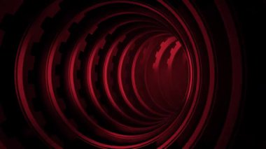 3D rengarenk dişli halkalar ve metalik ışıklandırma ile fütüristik bilim kurgu tünelinin kusursuz canlandırması