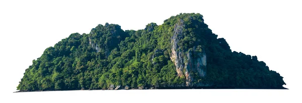 Island in the middle of the Thailand sea isolated transparency background, beautiful island mountain with trees, Asia travel summer holiday vacation idea concept of nature island the middle of the tropical sea in Phang Nga bay scenic, isolated on whi