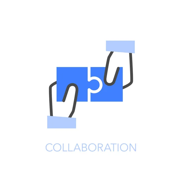 Symbole Icône Collaboration Visualisée Simple Avec Deux Mains Humaines Rassemblant — Image vectorielle