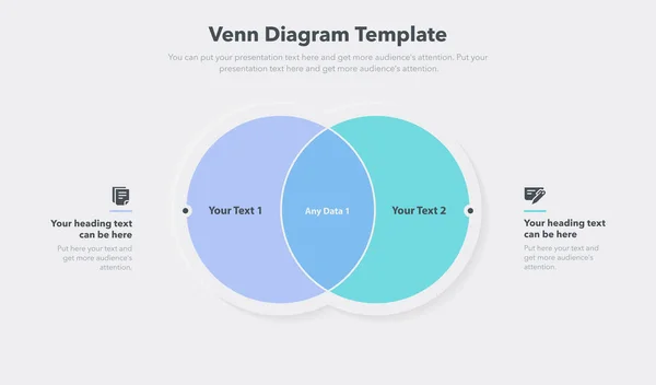 Venn Diagram Template Met Twee Manieren Plaats Voor Inhoud Slide — Stockvector