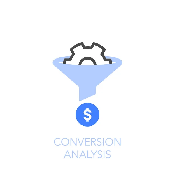 Símbolo Icono Análisis Conversión Visualizado Simple Con Embudo Símbolo Dólar — Vector de stock