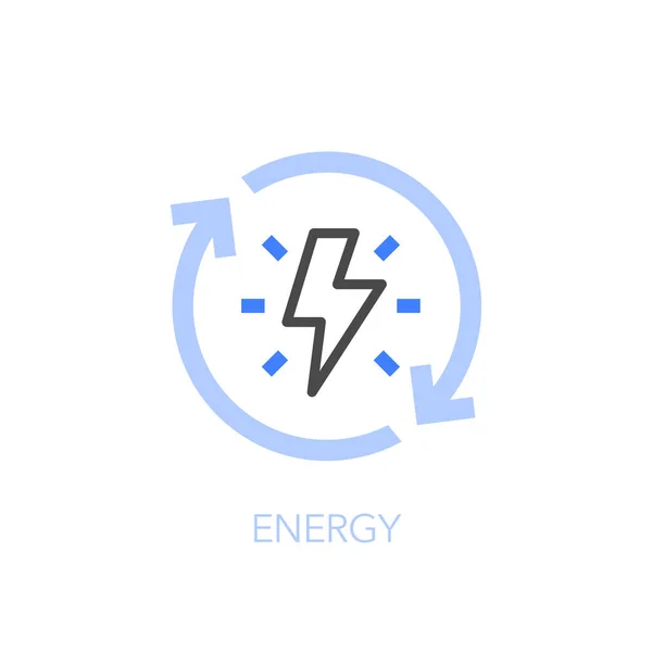 Prosty Wizualizowany Symbol Ikony Energii Elektrycznym Błyskiem Strzałkami Procesowymi — Wektor stockowy