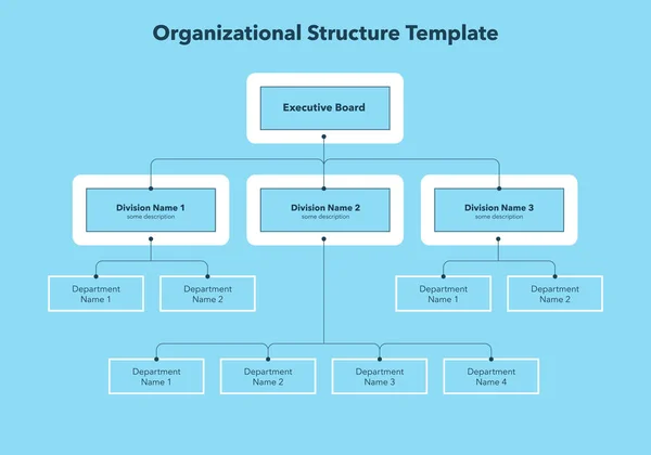 Infográfico Moderno Para Estrutura Organizacional Empresa Versão Azul Modelo Plano —  Vetores de Stock