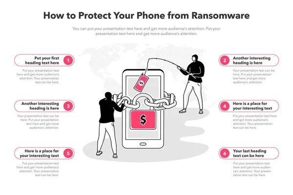 Modelo Infográfico Simples Para Como Proteger Seu Telefone Ransomware Modelo —  Vetores de Stock