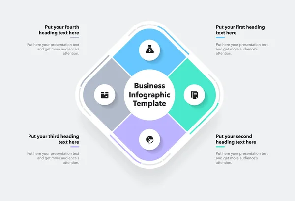 Modern Business Infographic Template Four Colorful Stages Flat Infographic Design — Image vectorielle